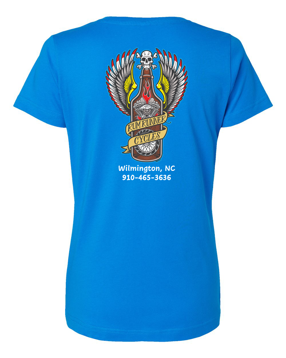 Rum Runner Cycles Women's Fine Jersey V-Neck Tee (click for more colors)