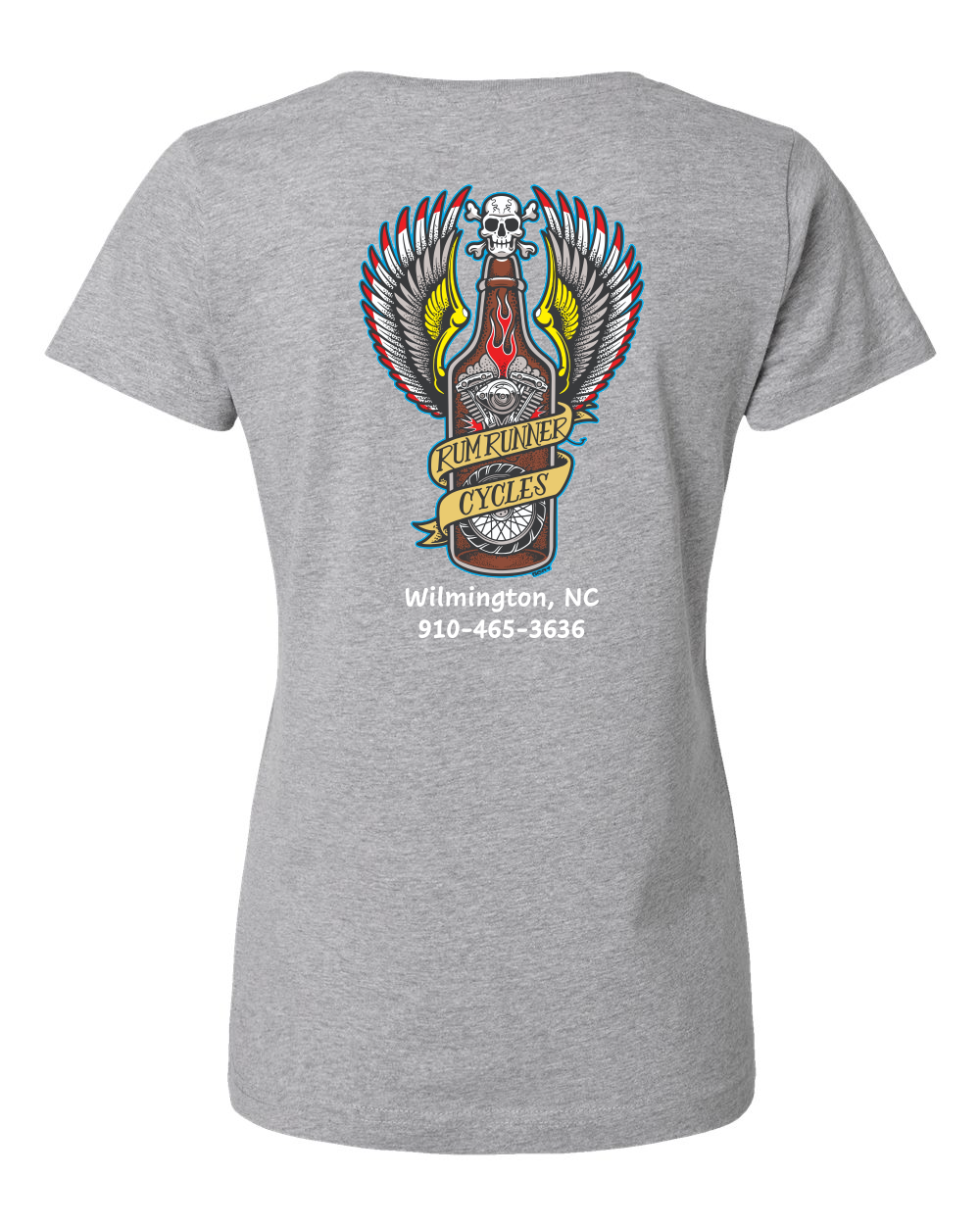 Rum Runner Cycles Women's Fine Jersey V-Neck Tee (click for more colors)