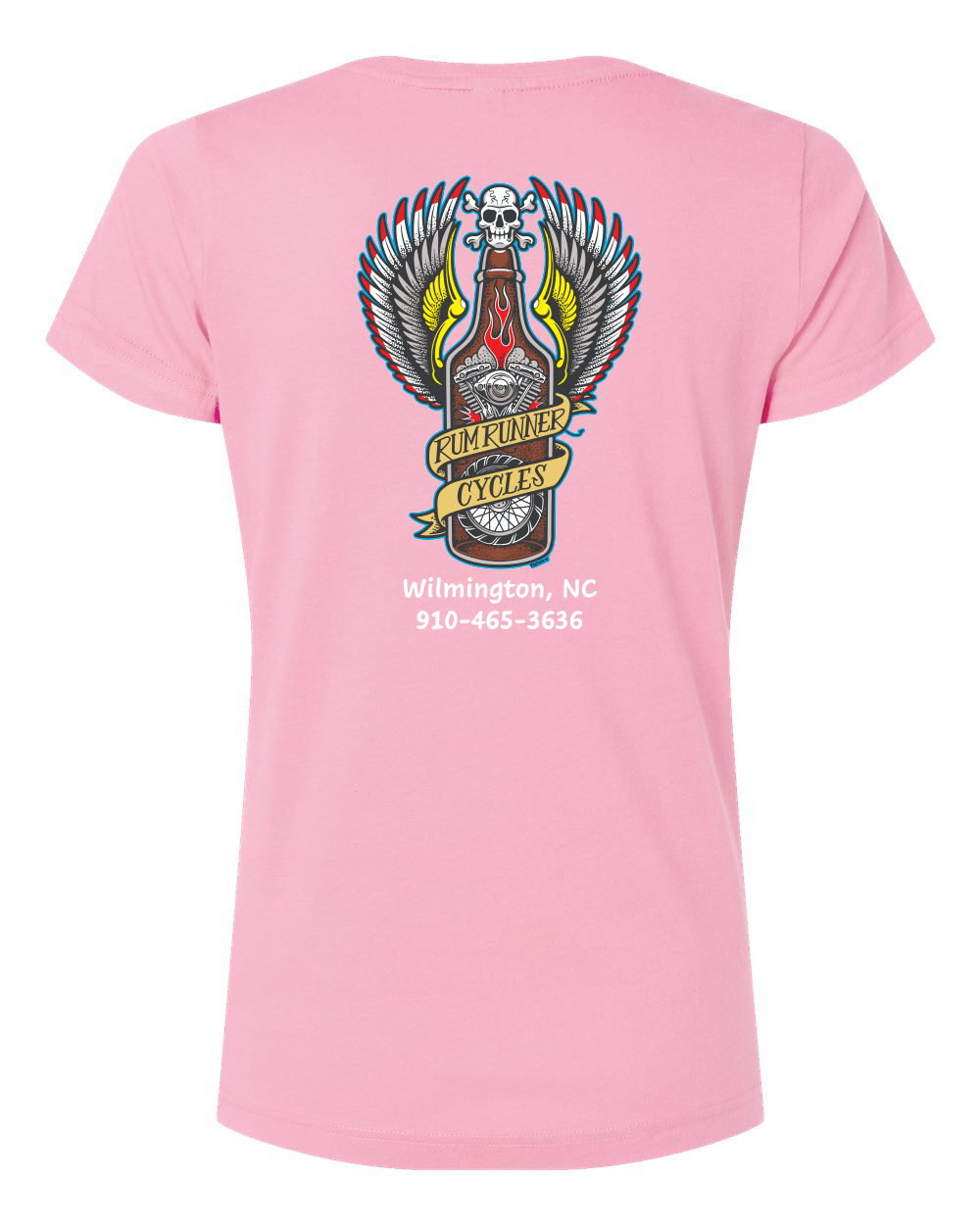 Rum Runner Cycles Women's Fine Jersey V-Neck Tee (click for more colors)