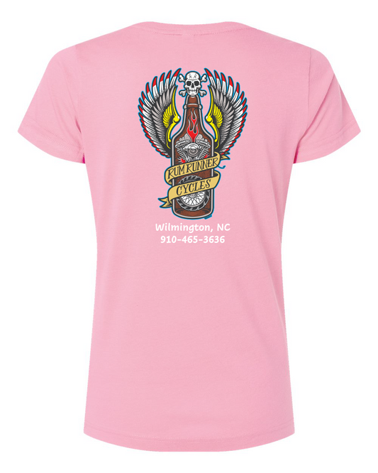 Rum Runner Cycles Women's Fine Jersey V-Neck Tee (click for more colors)